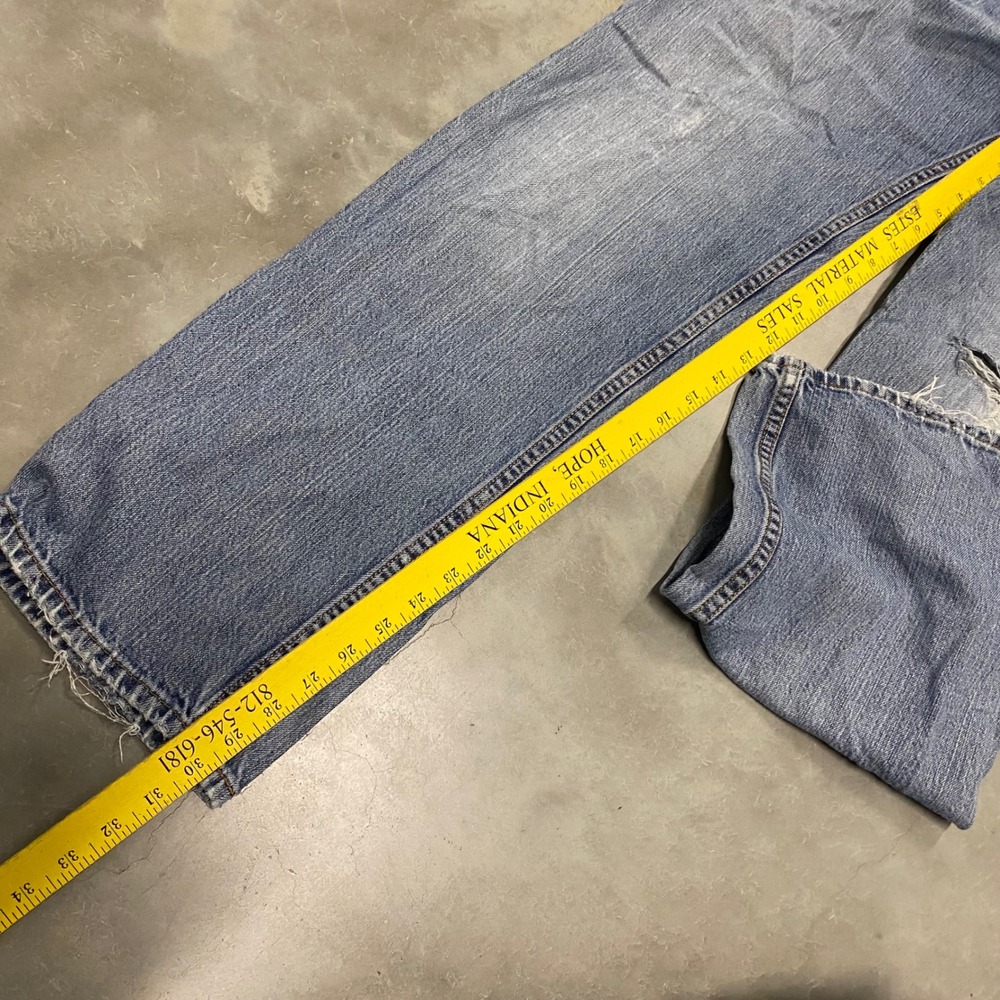 Levis 559 Relaxed Straight Leg Jeans Mens 36x34 Blue Light Wash Distressed Denim - Picture 4 of 7
